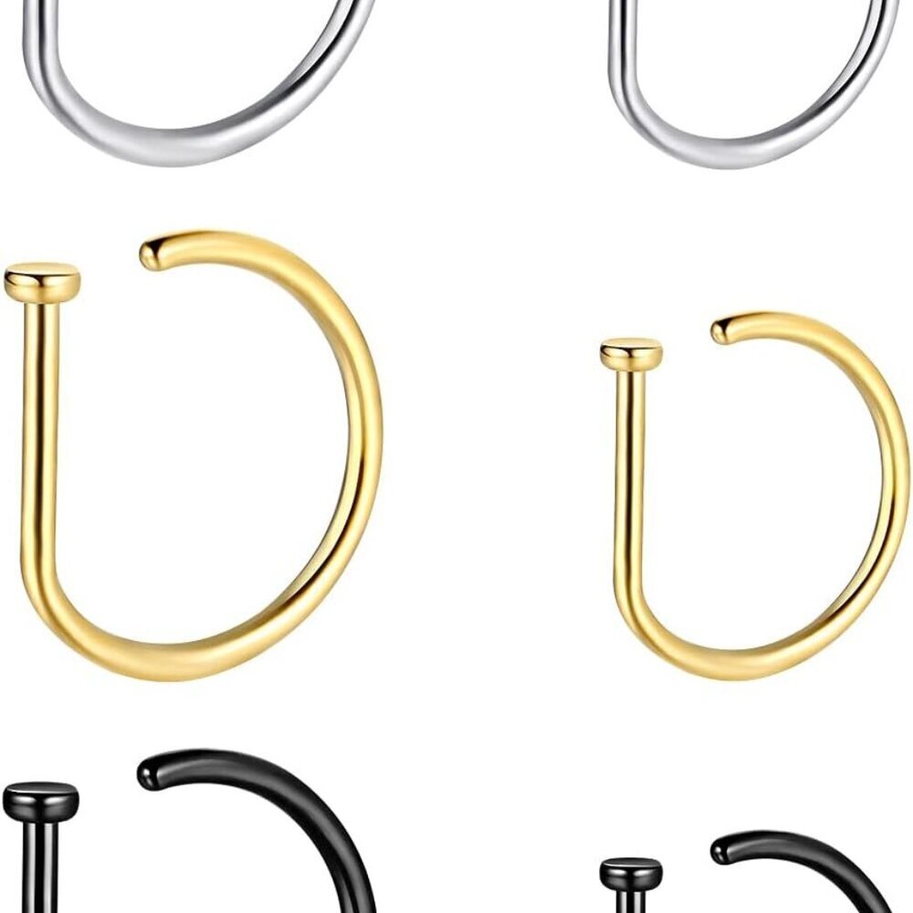 Titanium Nose Rings Hoops 20g Small D L Shaped Screw Piercing Jewelry